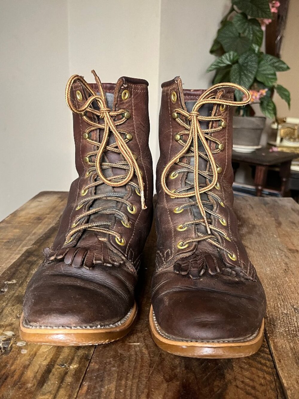 Vintage D.D. Tuff Union Made Packer Leather Logger Boots